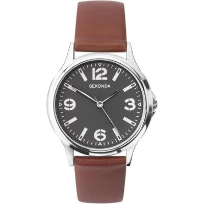 Sekonda, Montre, montre à quartz en cuir pour hommes, Noir, (Horloge analogique, 42 mm) - Publicité Sekonda, Montre, montre à quartz en cuir pour hommes, Noir, (Horloge analogique, 42 mm) - Publicité