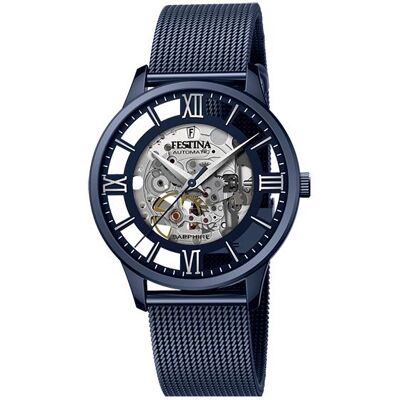 Festina, Montre, Skeleton, Bleu, (Horloge analogique, 42 mm) - Publicité Festina, Montre, Skeleton, Bleu, (Horloge analogique, 42 mm) - Publicité