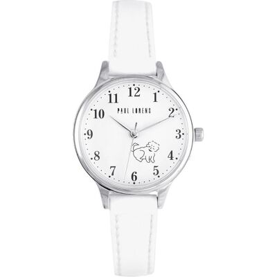 Paul Lorens, Montre, Piesek Kinderuhr PL12491A2-3C1 + BOX, Blanc, Argent, (Horloge analogique, 30 mm) - Publicité Paul Lorens, Montre, Piesek Kinderuhr PL12491A2-3C1 + BOX, Blanc, Argent, (Horloge analogique, 30 mm) - Publicité