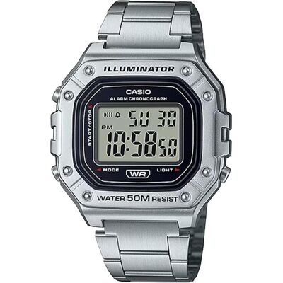 Casio Montre, W-218HD-1A, Argent, (Horloge numérique, 43 mm) - Publicité Casio Montre, W-218HD-1A, Argent, (Horloge numérique, 43 mm) - Publicité