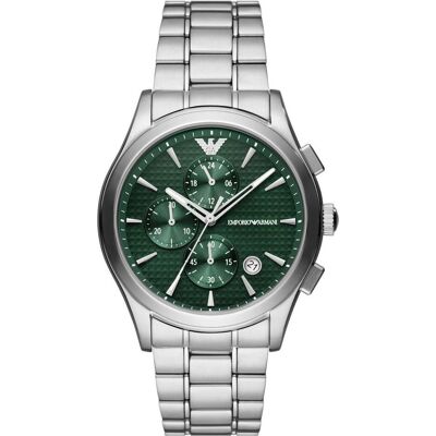 Giorgio Armani Emporio Armani, Montre, Paolo, Argent, (Chronographe, Horloge analogique, 42 mm) - Publicité Giorgio Armani Emporio Armani, Montre, Paolo, Argent, (Chronographe, Horloge analogique, 42 mm) - Publicité