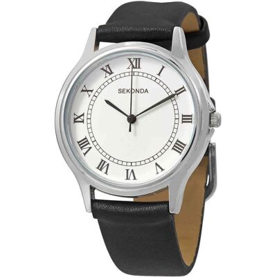 Sekonda, Montre, montre à quartz en bracelet cuir pour hommes, Noir, (Horloge analogique, 40 mm) - Publicité Sekonda, Montre, montre à quartz en bracelet cuir pour hommes, Noir, (Horloge analogique, 40 mm) - Publicité