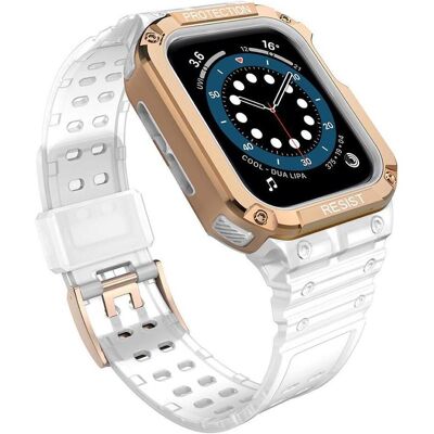 Coque de protection et bracelet Hurtel pour Apple Watch - Or rose - Publicité Coque de protection et bracelet Hurtel pour Apple Watch - Or rose - Publicité