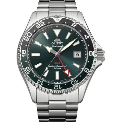 Orient, Montre, Sports Mako GMT - RA-BC0002E, Vert, Argent, (Horloge analogique, 42 mm) - Publicité Orient, Montre, Sports Mako GMT - RA-BC0002E, Vert, Argent, (Horloge analogique, 42 mm) - Publicité