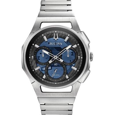 Bulova, Montre, CURV 96A205 Horloge - Staal - Zilverkleurig - 41 mm, Argent, (Chronographe, 44 mm) - Publicité Bulova, Montre, CURV 96A205 Horloge - Staal - Zilverkleurig - 41 mm, Argent, (Chronographe, 44 mm) - Publicité