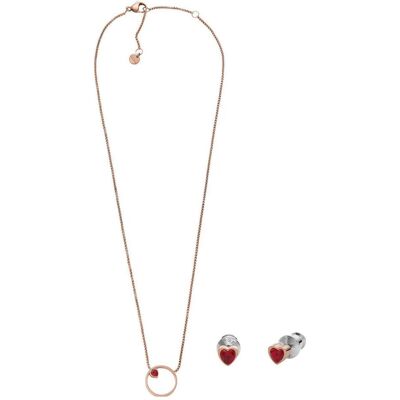 Skagen, Parure, Ensemble Kariana, Rouge, Rose, (Acier inoxydable) - Publicité Skagen, Parure, Ensemble Kariana, Rouge, Rose, (Acier inoxydable) - Publicité