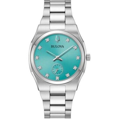 Bulova, Montre, Géomètre, Argent, (Horloge analogique) - Publicité Bulova, Montre, Géomètre, Argent, (Horloge analogique) - Publicité