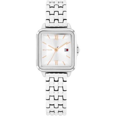 Tommy Hilfiger Montre, Montre à quartz trois aiguilles pour femme avec bracelet en acier inoxydable argenté, Rose, Argent - Publicité Tommy Hilfiger Montre, Montre à quartz trois aiguilles pour femme avec bracelet en acier inoxydable argenté, Rose, Argent - Publicité