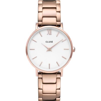 Cluse, Montre, Minuit Three Link Rosé, Rose, (Horloge analogique, 33 mm) - Publicité Cluse, Montre, Minuit Three Link Rosé, Rose, (Horloge analogique, 33 mm) - Publicité