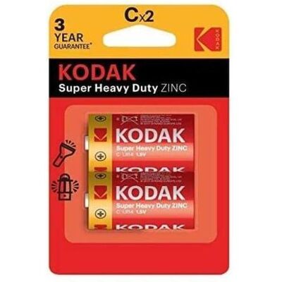 Kodak Pile SUPER HEAVY DUTY jetable au chlorure de zinc LR14, lot de 2 (2 pcs, C, 2700 mAh), Batteries + piles - Publicité Kodak Pile SUPER HEAVY DUTY jetable au chlorure de zinc LR14, lot de 2 (2 pcs, C, 2700 mAh), Batteries + piles - Publicité