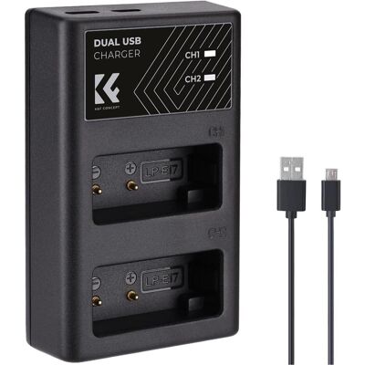 K&F Concept LP-E17 Digital Camera LED Dual Channel Charger with Type C Charging Cable (Chargeur à LED à double (Chargeur de batterie d'appareil photo), Alimentation pour appareil photo, Noir - Publicité K&F Concept LP-E17 Digital Camera LED Dual Channel Charger with Type C Charging Cable (Chargeur à LED à double (Chargeur de batterie d'appareil photo), Alimentation pour appareil photo, Noir - Publicité