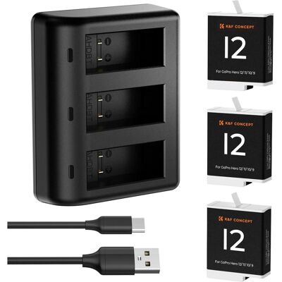 K&F Concept 1730mAh Caméra Numérique Trois Batteries avec LED Chargeur à Trois Fentes, pour GoPro Hero, Caméra d'action : accessoires, Noir - Publicité K&F Concept 1730mAh Caméra Numérique Trois Batteries avec LED Chargeur à Trois Fentes, pour GoPro Hero, Caméra d'action : accessoires, Noir - Publicité