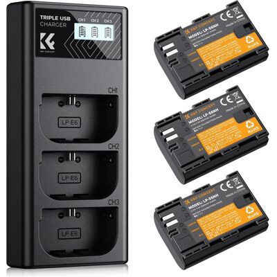 K&F Concept LP-E6NH 2250mAh Trois batteries avec chargeur à trois canaux, avec écran LCD (Batterie de l'appareil photo), Alimentation pour appareil photo, Noir - Publicité K&F Concept LP-E6NH 2250mAh Trois batteries avec chargeur à trois canaux, avec écran LCD (Batterie de l'appareil photo), Alimentation pour appareil photo, Noir - Publicité