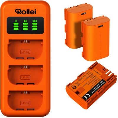 Rollei Ladegerät-Set 3er Pack Kamera-Akkus & Ladegerät (Batterie de l'appareil photo, Chargeur de batterie d'appareil photo), Alimentation pour appareil photo, Orange - Publicité Rollei Ladegerät-Set 3er Pack Kamera-Akkus & Ladegerät (Batterie de l'appareil photo, Chargeur de batterie d'appareil photo), Alimentation pour appareil photo, Orange - Publicité