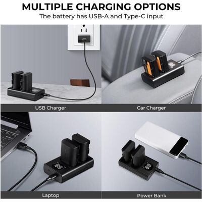 K&F Concept LP-E6NH 2250mAh Batterie double pour appareil photo numérique avec chargeur double canal, pour (Batterie de l'appareil photo), Alimentation pour appareil photo, Noir - Publicité K&F Concept LP-E6NH 2250mAh Batterie double pour appareil photo numérique avec chargeur double canal, pour (Batterie de l'appareil photo), Alimentation pour appareil photo, Noir - Publicité