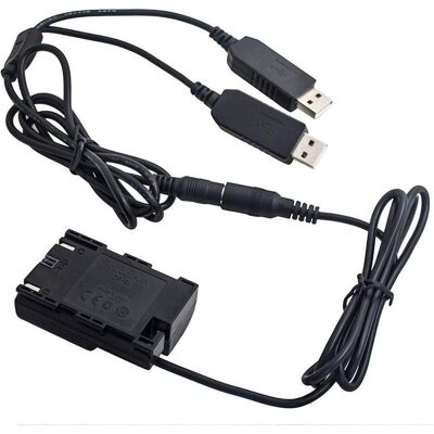 Caruba Canon LP E6 batterie factice entièrement décodée +5V 2A double câble USB (Batterie de l'appareil photo), Alimentation pour appareil photo, Noir - Publicité Caruba Canon LP E6 batterie factice entièrement décodée +5V 2A double câble USB (Batterie de l'appareil photo), Alimentation pour appareil photo, Noir - Publicité