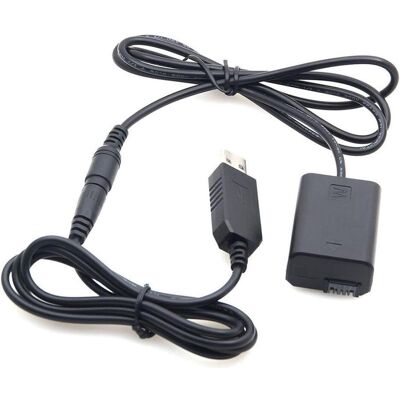 Caruba Sony NP FW50 batterie factice entièrement décodée + câble USB unique 5V 2A (Batterie de l'appareil photo), Alimentation pour appareil photo, Noir - Publicité Caruba Sony NP FW50 batterie factice entièrement décodée + câble USB unique 5V 2A (Batterie de l'appareil photo), Alimentation pour appareil photo, Noir - Publicité