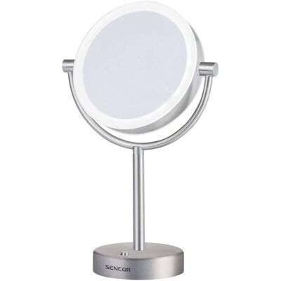 Miroir cosmétique Sencor avec éclairage LED - 18cm - Double face - Publicité Miroir cosmétique Sencor avec éclairage LED - 18cm - Double face - Publicité
