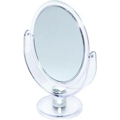 Miroir grossissant rond transparent - Base stable - Publicité Miroir grossissant rond transparent - Base stable - Publicité