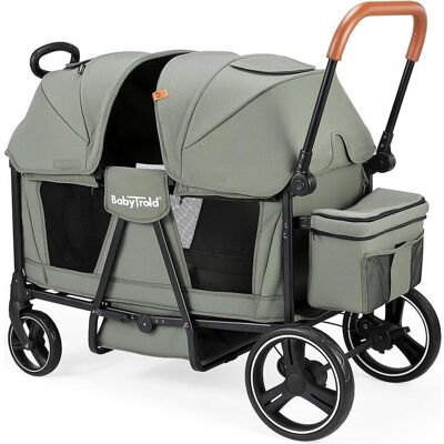 Babytrold, Poussette, Adventure Bollerwagen für Kinder 2-Sitzer faltbar mit XXL-Verdeck olive (6 Mois - 3 Années) - Publicité Babytrold, Poussette, Adventure Bollerwagen für Kinder 2-Sitzer faltbar mit XXL-Verdeck olive (6 Mois - 3 Années) - Publicité