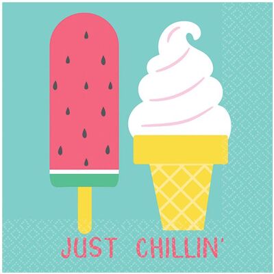 Amscan, Serviettes de table, 16 Serviettes Just Chillin' 25 x 25 cm (16 pcs, 25 x 25 cm) - Publicité Amscan, Serviettes de table, 16 Serviettes Just Chillin' 25 x 25 cm (16 pcs, 25 x 25 cm) - Publicité