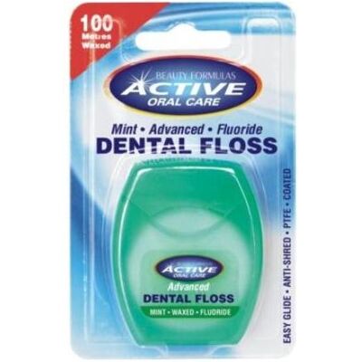 Beauty Formulas, Fil dentaire, Active Oral Care - Menthe Floss dentaire Menthe cirée avec fluorure 100 Meters (100 m) - Publicité Beauty Formulas, Fil dentaire, Active Oral Care - Menthe Floss dentaire Menthe cirée avec fluorure 100 Meters (100 m) - Publicité