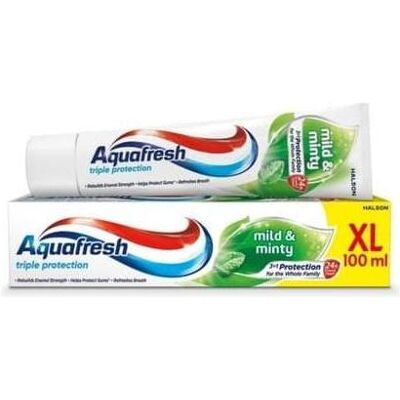 Aquafresh, Dentifrice, Triple Protection Mild And Minty Toothpaste 100Ml (100 ml) - Publicité Aquafresh, Dentifrice, Triple Protection Mild And Minty Toothpaste 100Ml (100 ml) - Publicité