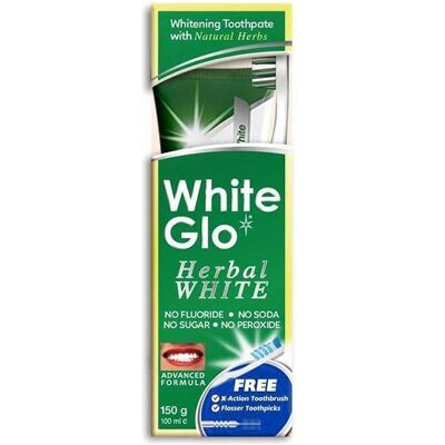 White Glo, Dentifrice, SET Herbal White Toothpaste ziołowa pasta do zębów 100ml + szczoteczka do zębów (100 ml) - Publicité White Glo, Dentifrice, SET Herbal White Toothpaste ziołowa pasta do zębów 100ml + szczoteczka do zębów (100 ml) - Publicité
