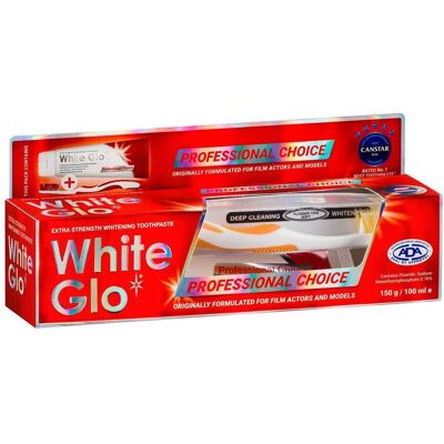 White Glo, Blanchiment des dents, Zestaw Professional Choice pasta do zębów 100ml + szczoteczka (100 ml) - Publicité White Glo, Blanchiment des dents, Zestaw Professional Choice pasta do zębów 100ml + szczoteczka (100 ml) - Publicité