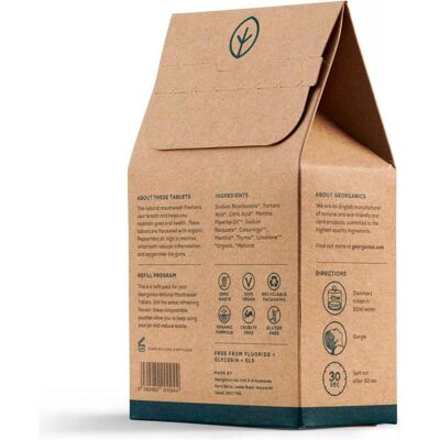 Georganics, Bain de bouche, Recharge de pastilles pour bains de bouche- Menthe poivrée (Bains de bouche) - Publicité Georganics, Bain de bouche, Recharge de pastilles pour bains de bouche- Menthe poivrée (Bains de bouche) - Publicité