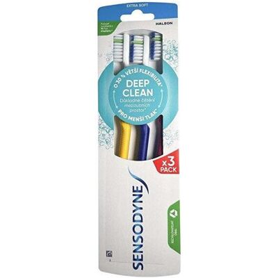 Sensodyne, Brosse à dents manuelle, Brosse à dents Deep Clean Extra Soft, lot de 3 (Ultra doux, 3x) - Publicité Sensodyne, Brosse à dents manuelle, Brosse à dents Deep Clean Extra Soft, lot de 3 (Ultra doux, 3x) - Publicité