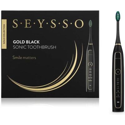 Seysso, Brosse à dents électrique, Brosse à dents sonique Gold Black SE03B - Publicité Seysso, Brosse à dents électrique, Brosse à dents sonique Gold Black SE03B - Publicité