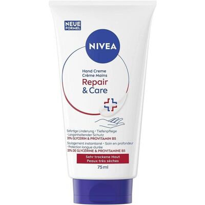 Nivea, Crème pour les mains, Repair & Care Hand Creme (75 ml) - Publicité Nivea, Crème pour les mains, Repair & Care Hand Creme (75 ml) - Publicité