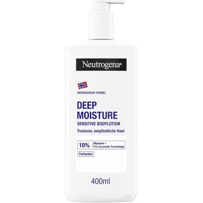 Neutrogena, Lotion pour le corps, Lotion corporelle Deep Moisture Sensitive (Crème pour le corps, 400 ml) - Publicité Neutrogena, Lotion pour le corps, Lotion corporelle Deep Moisture Sensitive (Crème pour le corps, 400 ml) - Publicité