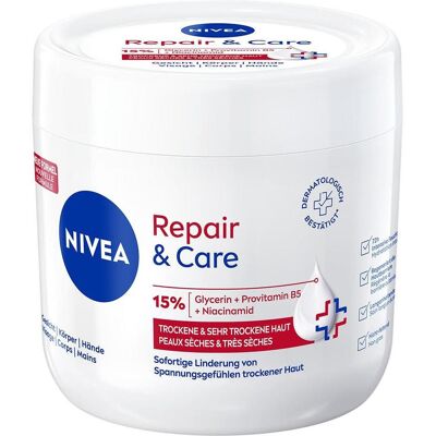 NIVEA, Lotion pour le corps, Crème réparatrice intensive Repair & Care (Crème pour le corps, Lait pour le corps, 400 ml) - Publicité NIVEA, Lotion pour le corps, Crème réparatrice intensive Repair & Care (Crème pour le corps, Lait pour le corps, 400 ml) - Publicité