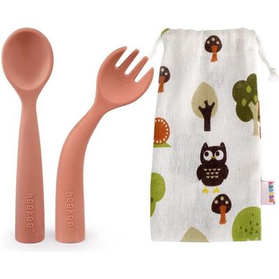 Haakaa, Vaisselle + couverts pour enfants, Set de couverts pliables - Rust - Publicité Haakaa, Vaisselle + couverts pour enfants, Set de couverts pliables - Rust - Publicité