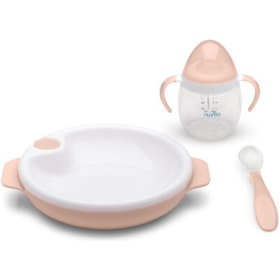 Nuvita, Vaisselle + couverts pour enfants, Kit d'apprentissage - Publicité Nuvita, Vaisselle + couverts pour enfants, Kit d'apprentissage - Publicité