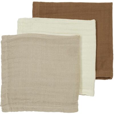 Meyco, Lange + bavoir, Pre-Washed Mouchoirs En Mousseline De Soie 3-Pack Uni - Blanc Cassé/Sable/Toffee - 30x30cm (30 x 30 cm) - Publicité Meyco, Lange + bavoir, Pre-Washed Mouchoirs En Mousseline De Soie 3-Pack Uni - Blanc Cassé/Sable/Toffee - 30x30cm (30 x 30 cm) - Publicité