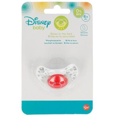 Disney Tétine, Mickey Mouse - Sucette anatomique en silicone 6 mois et + (brille dans le noir) (rouge) (1x) - Publicité Disney Tétine, Mickey Mouse - Sucette anatomique en silicone 6 mois et + (brille dans le noir) (rouge) (1x) - Publicité