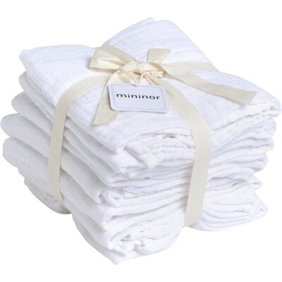 Mininor, Lange + bavoir, Global - Organic Muslin Cloth, 8pcs White (10260) (70 x 70 cm) - Publicité Mininor, Lange + bavoir, Global - Organic Muslin Cloth, 8pcs White (10260) (70 x 70 cm) - Publicité