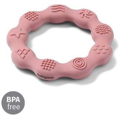 BabyOno Baby Ono Anneau en Silicone Rose - Jouet de Dentition - Publicité BabyOno Baby Ono Anneau en Silicone Rose - Jouet de Dentition - Publicité