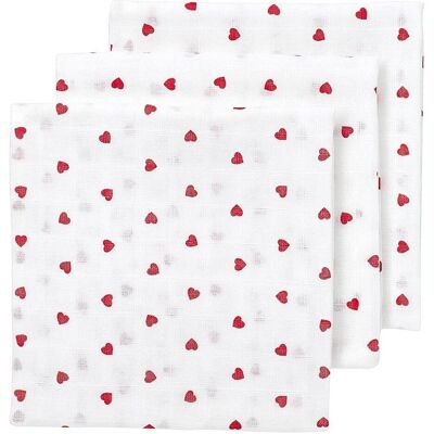 Meyco, Lange + bavoir, Sweet Heart mouchoirs en mousseline - pack de 3 (70 x 70 cm) - Publicité Meyco, Lange + bavoir, Sweet Heart mouchoirs en mousseline - pack de 3 (70 x 70 cm) - Publicité