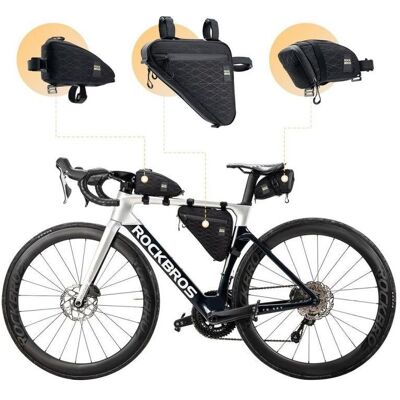 Rockbros, Sacoche pour vélo, (0.90 l, Sac de porte-bagages, Sacoche de cadre, Sacoche de selle) - Publicité Rockbros, Sacoche pour vélo, (0.90 l, Sac de porte-bagages, Sacoche de cadre, Sacoche de selle) - Publicité
