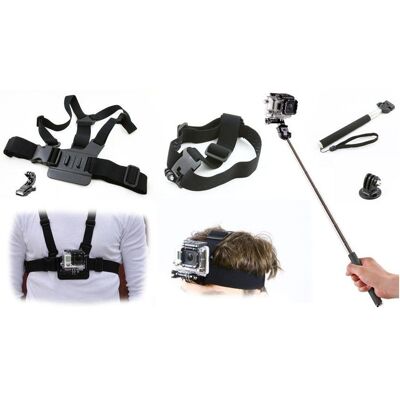 Xrec Kit 3-en-1 : monopode / sangle pour la tête / fixation thoracique pour GoPro Hero 4, 3+, 3, 2 et 1, Caméra d'action : accessoires - Publicité Xrec Kit 3-en-1 : monopode / sangle pour la tête / fixation thoracique pour GoPro Hero 4, 3+, 3, 2 et 1, Caméra d'action : accessoires - Publicité