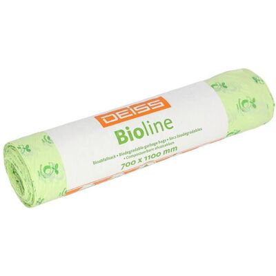 Deiss Sacs poubelle BIOLINE 70 x 110 cm (l x h) 120l ecovio nature 10 pcs/paquet, Sac-poubelle, Vert - Publicité Deiss Sacs poubelle BIOLINE 70 x 110 cm (l x h) 120l ecovio nature 10 pcs/paquet, Sac-poubelle, Vert - Publicité