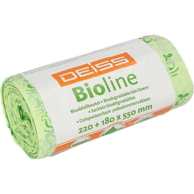 Deiss Sacs poubelle BIOLINE 22+18 x 55 cm (l x h) 10l ecovio nature 20 pcs/paquet, Sac-poubelle, Vert - Publicité Deiss Sacs poubelle BIOLINE 22+18 x 55 cm (l x h) 10l ecovio nature 20 pcs/paquet, Sac-poubelle, Vert - Publicité