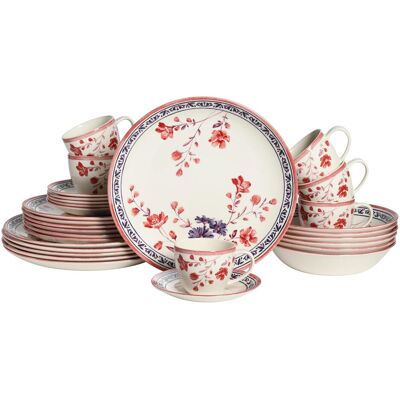 Set de vaisselle CreaTable Cottage 30 pièces avec motifs floraux - Ensemble de vaisselle - Publicité Set de vaisselle CreaTable Cottage 30 pièces avec motifs floraux - Ensemble de vaisselle - Publicité