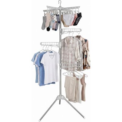 Relaxdays Séchoir pour cintres, Séchoir à linge, Blanc, Argent - Publicité Relaxdays Séchoir pour cintres, Séchoir à linge, Blanc, Argent - Publicité