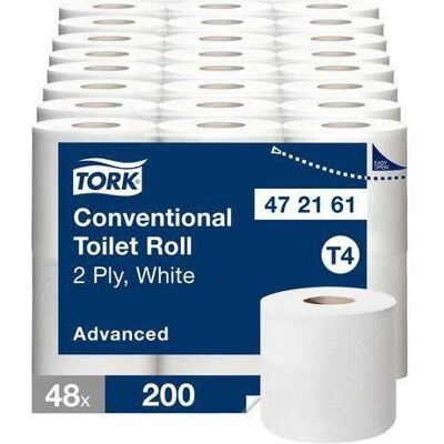 Tork, Papier toilette, Papier toilette T4 Blanc 2 plis 48 rouleaux de 200 feuilles (48 pcs) - Publicité Tork, Papier toilette, Papier toilette T4 Blanc 2 plis 48 rouleaux de 200 feuilles (48 pcs) - Publicité
