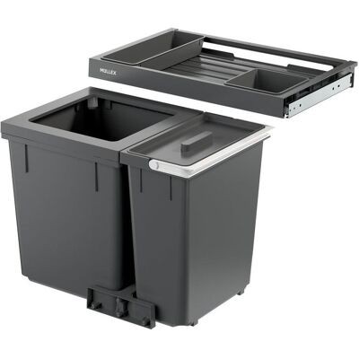 Müllex Abfall-Einsatzsystem X-LINE X60 L7 Premium, Poubelle, Blanc, Gris - Publicité Müllex Abfall-Einsatzsystem X-LINE X60 L7 Premium, Poubelle, Blanc, Gris - Publicité